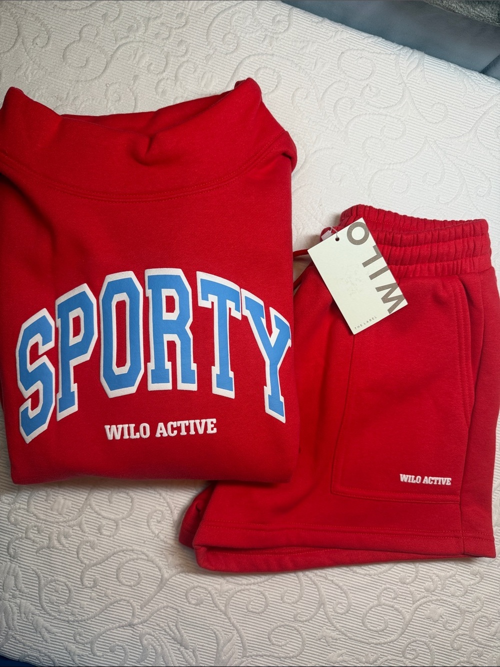 WILO ACTIVE Women's Red 'Sporty' Sweatshirt & Shorts Set